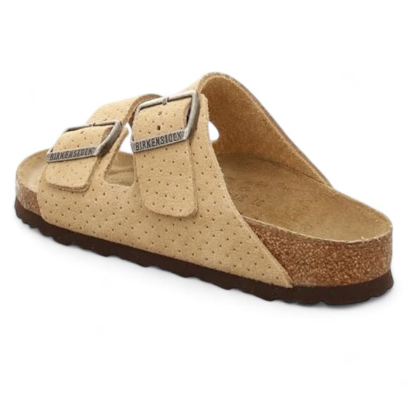 Birkenstock Men's Arizona Suede Embossed Sandals Size 10 Beige Flip Flops NWT - Picture 3 of 16
